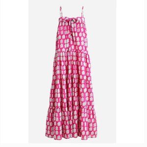 SZ Blockprints™ X J.Crew Tie-Front Tiered Maxi Dress in Bright-Pink Paisley